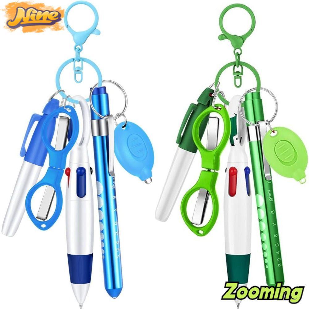 Bộ bút bi có thể thu vào ZOOMING, Doctore Nurse Badge Clip Badge Reel Móc khóa, Đèn pin đa chức năng