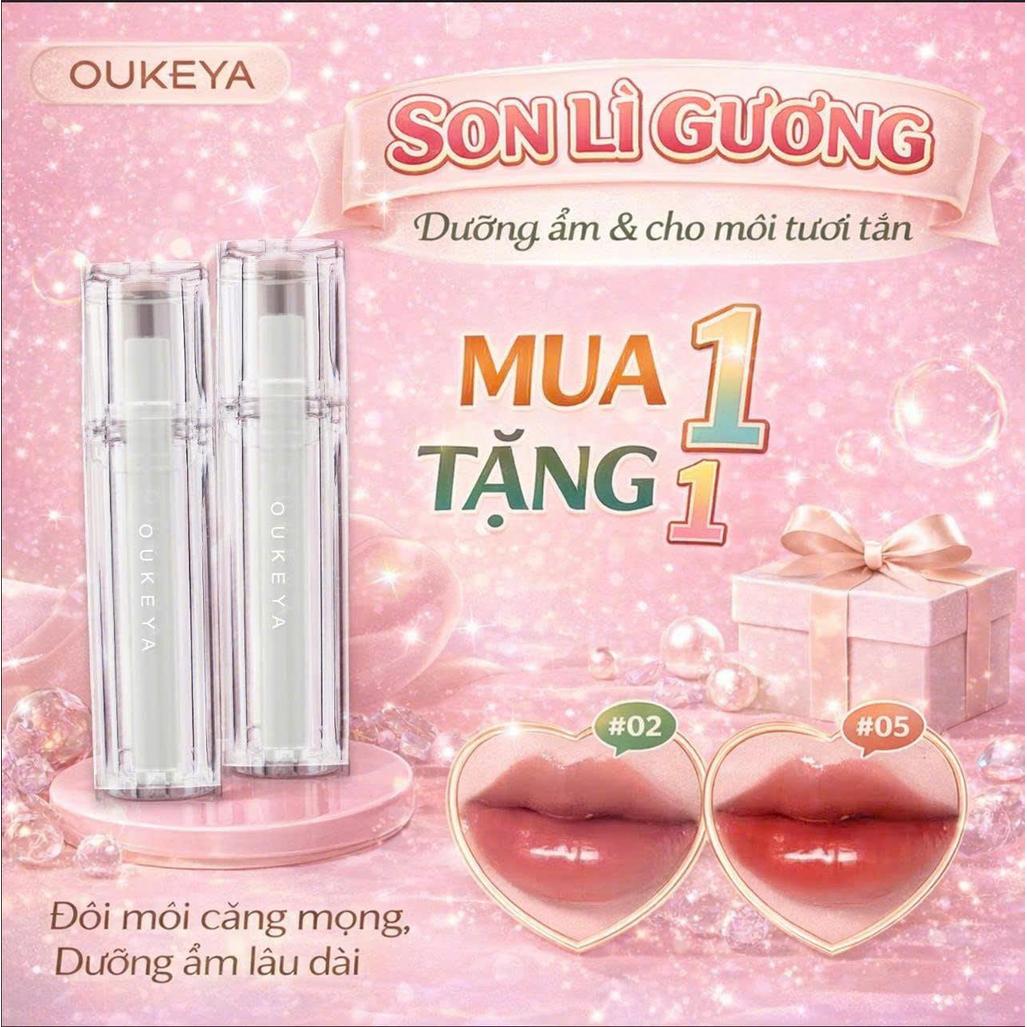 [Mua 1 Nhận 4] OUKEYA SON BÓNG – KHÓA MÀU 24H  8 màu thời thượng – Lên màng không dính – Bền màu
