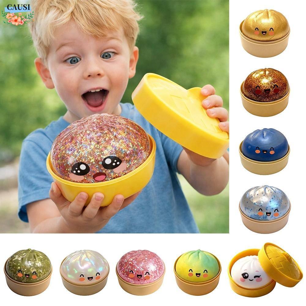 CAUSI Bánh Bao Đồ Chơi Squishy, Với Máy Hấp Lấp Lánh Hấp Bun Squishy Pinch Le, Fidget Mềm Squishy Đồ