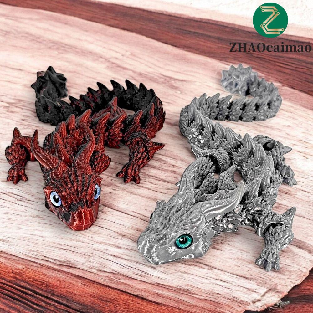 ZHAOcaimao ZHAOCAIMAO Rồng in 3D, Mắt mô phỏng Rồng Trung Quốc 3D In Diceratops Rồng, Khớp có thể xo