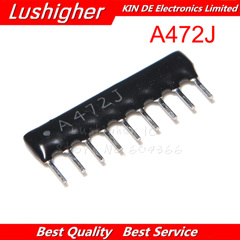 10 Chiếc 9pin Điện Trở Mạng Mảng A09-472JP 4.7K Ohm A472J 2.54MM 472G 9feet