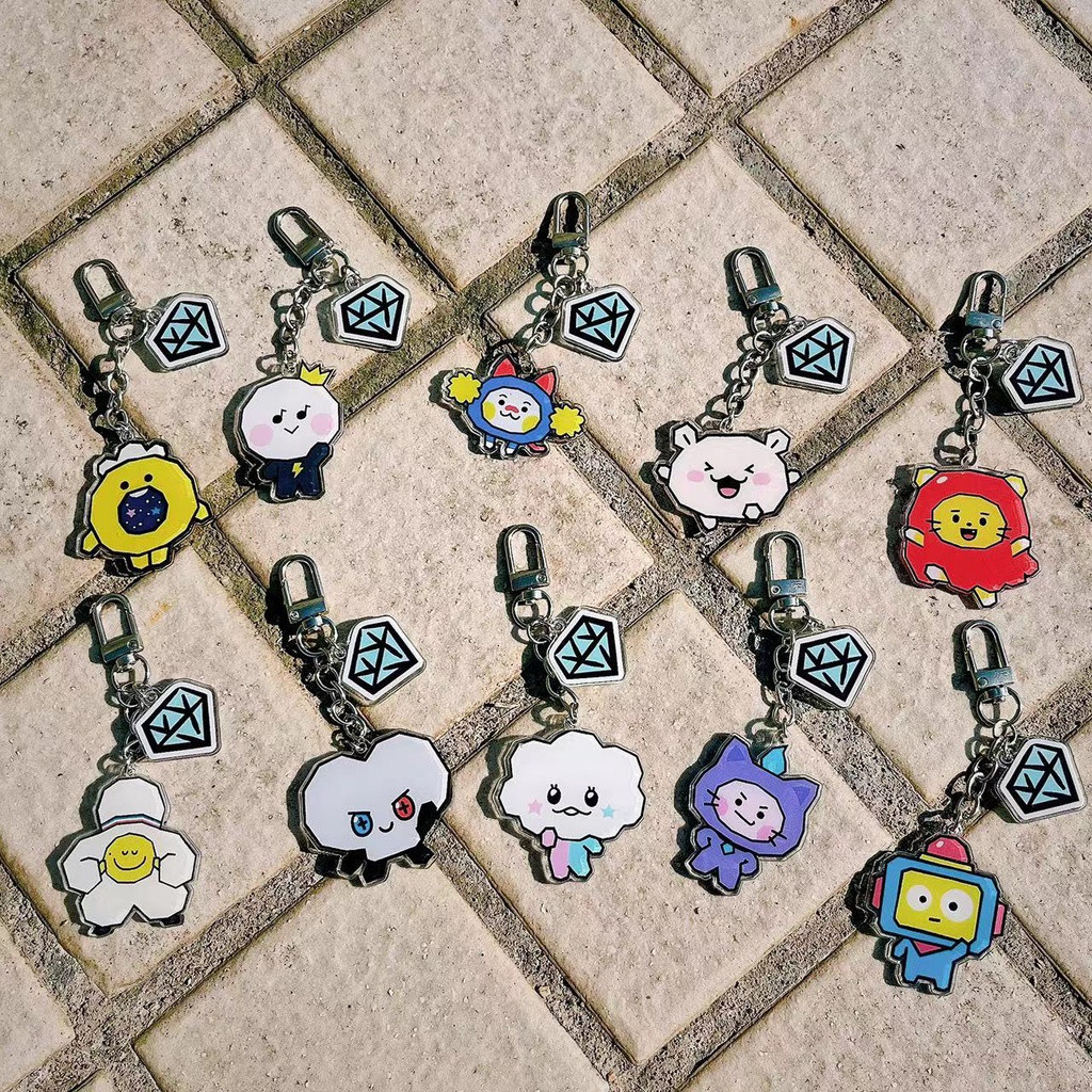 Kpop TRUZ Series Treasure Acrylic Mini Hoạt Hình Dễ Thương Túi Móc Khóa Hai Mặt Nhiều Lớp Quyến Rũ