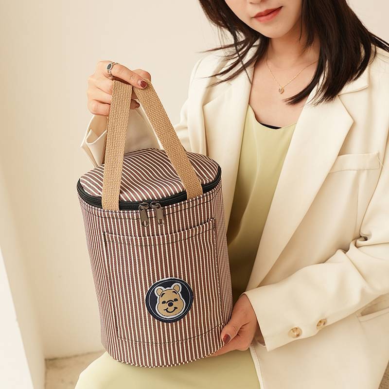 Insulation Bucket Bag Aluminum Foil Thickening Thermal Bag Lunch Bag round Lunch Box Handbag Office 