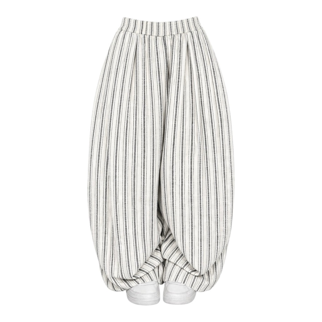 [ORDER] [Sẵn Sọc Đen M L]  Aimesaigon Quần Dài Kẻ Sọc Nữ Ống Rộng Chất Linen Cá Tính Basic Hack Eo Thoải Mái | BigBuy360 - bigbuy360.vn