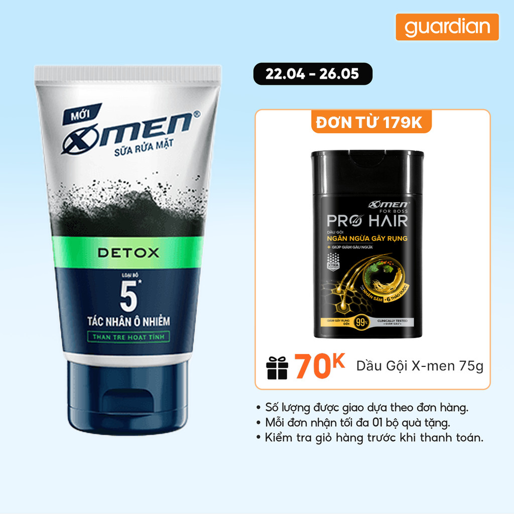 Sữa Rửa Mặt X-Men Loại Bỏ 5 Tác Nhân Ô Nhiễm Go Detox Ngừa Mụn Hỗ Trợ Sáng Da 100Gr
