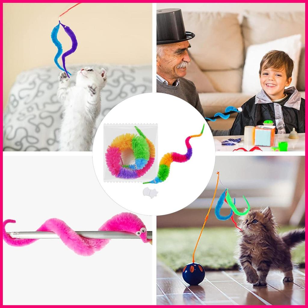 Fuzzy Worm Đạo Cụ Ma Thuật Cho Trẻ Em Đảng Ủng Hộ Giun Fuzzy Trên Dây Kéo Dây Ẩn-Watch It Slither co