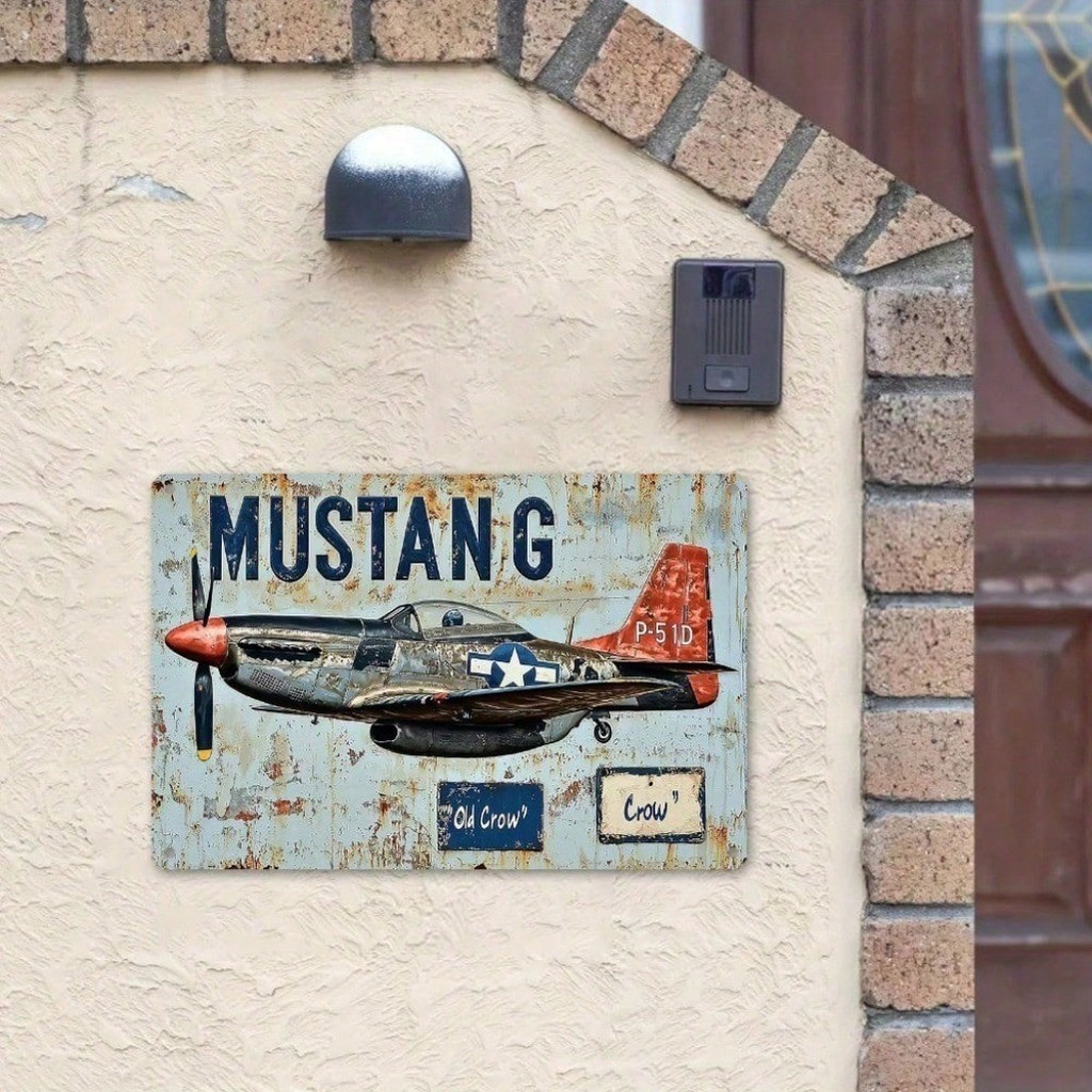 HELLOYOUNG Retro Kim Loại Tín Hiệu Vintage P51 Mustang Máy Bay Quân Sự Nghệ Thuật Treo Tường Cho Nhà