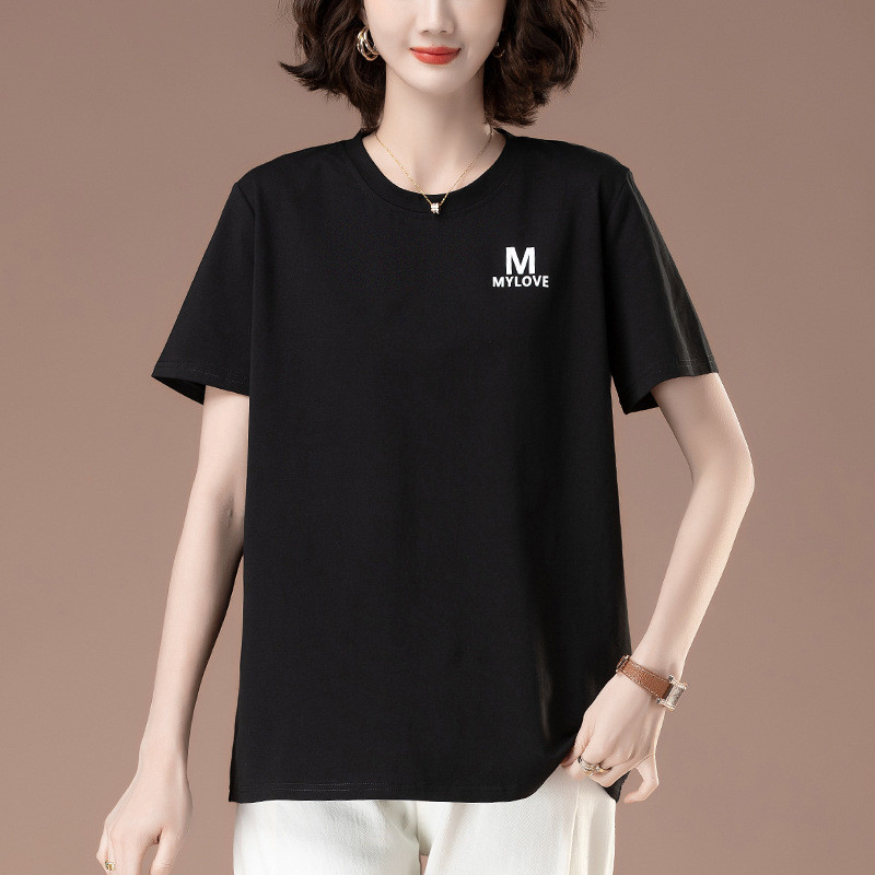 Summer New Short-Sleeved T-shirt Women's plus-Sized plus Size Women's Loose Mom Casual Cotton Slimmi