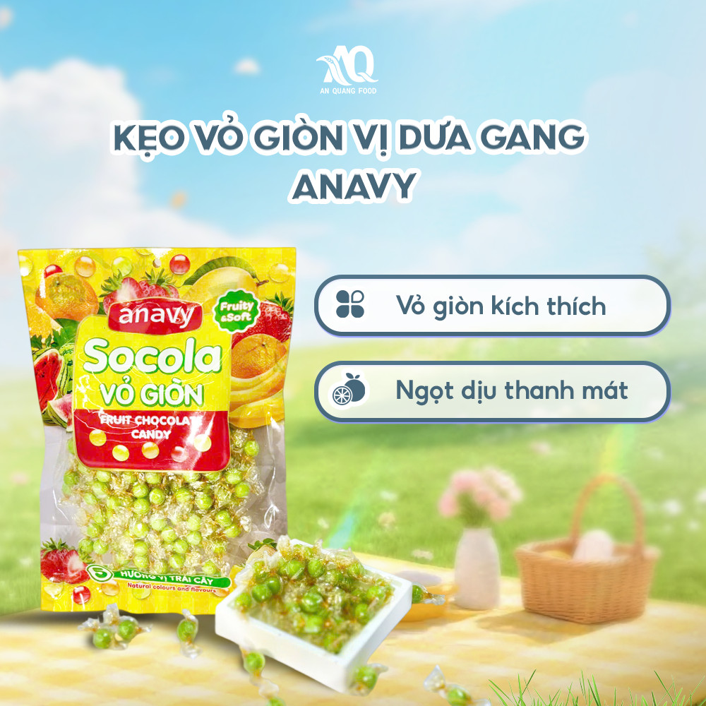 Kẹo vỏ giòn vị dưa gang ANAVY kẹo hương dưa gang nhiều màu giòn tan ngọt nhẹ ăn vặt văn phòng