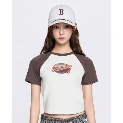 MLB - Áo croptop nữ cổ tròn tay ngắn Vintage Colorblock_3FTSV1863-43SAL