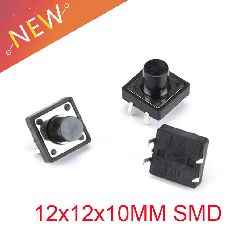 20 CÁI 12X12x10mm 4PIN nhúng TACT nút nhấn công tắc Micro key power công tắc xúc giác 12x12x10 12 * 