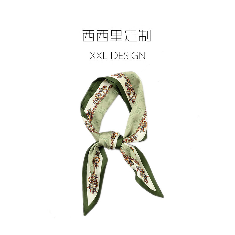 Satomi Sato Ishihara - Khăn Lụa Nhỏ Màu Xanh Dây Binds, Phong Cách Thời Trang Trùm Đầu