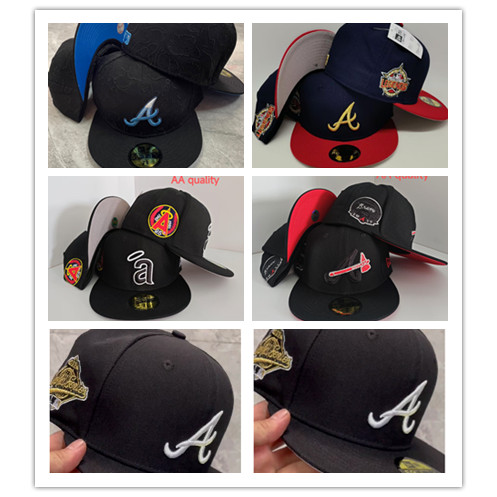 Atlanta Braves Warriors Mũ chống điều chỉnh Hip-Hop Flat Vành Cap 59FIFTY Cap Số Cap Full Cap Armban