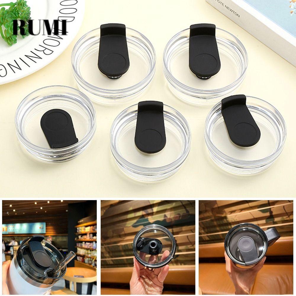 RUMI‌ Nắp cốc, Nắp chai nhựa 20oz / 30oz, Đen không có ống hút Chống tràn Nắp thay thế niêm phong đa