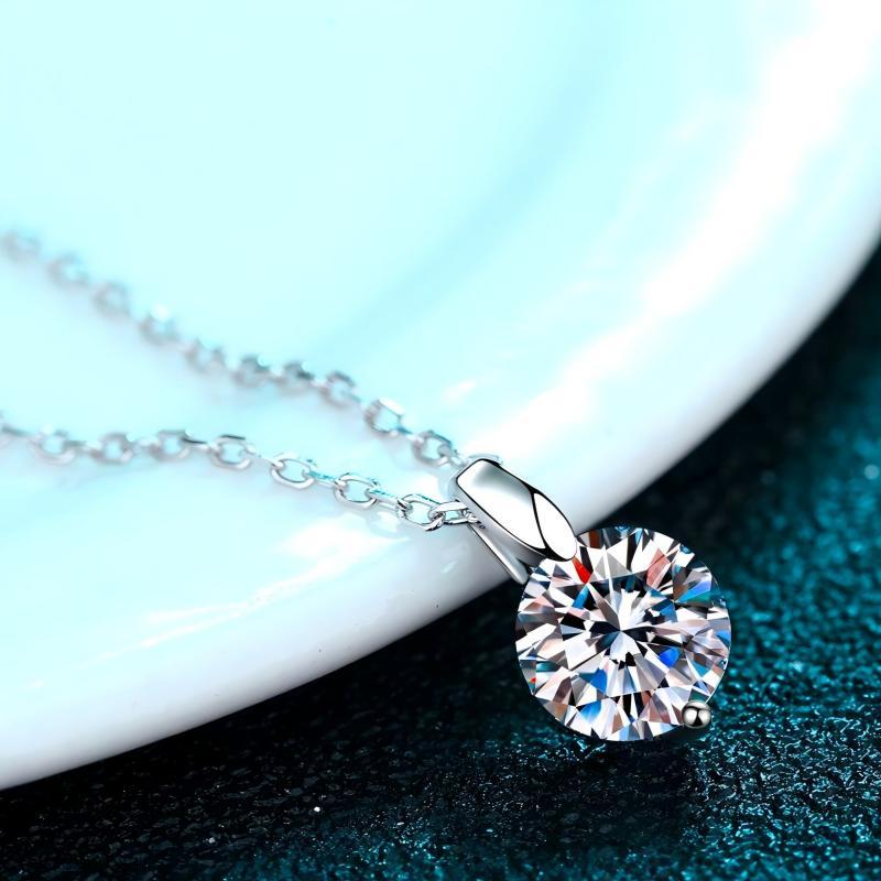 Vòng cổ nữ bạc X-070 925, 1 Carat / 2 Carat / 3 Carat Moissanite (Bao gồm chứng chỉ)