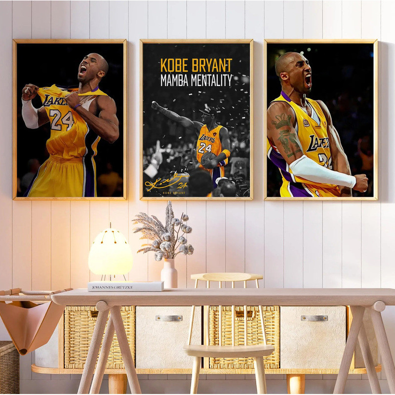 Kobe Bryant Mamba Tinh Thần Nghệ Thuật Treo Tường Không Khung Vải Chống Thấm Nước Trang Trí Phòng Th