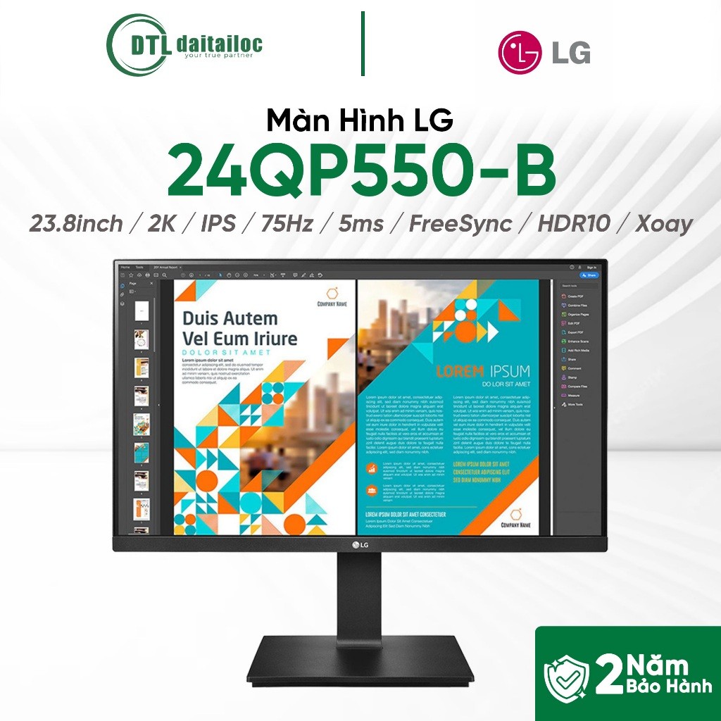 Màn Hình LG 24QP550-B 23.8inch 2K IPS 75Hz 5ms FreeSync HDR10 I Chính hãng I Bảo hành 24 tháng