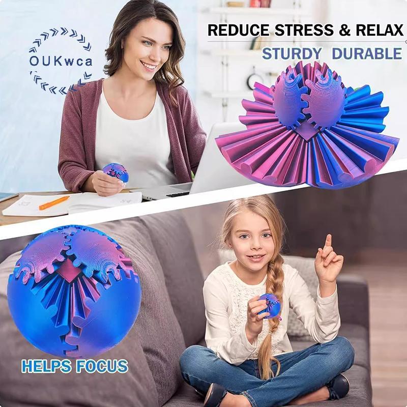 OUKwca 3D In Gear Ball Spin Ball Hoặc Cube Fidget Toy, Gear Ball Pop Fidget Toy, Gear Toy để thư giã