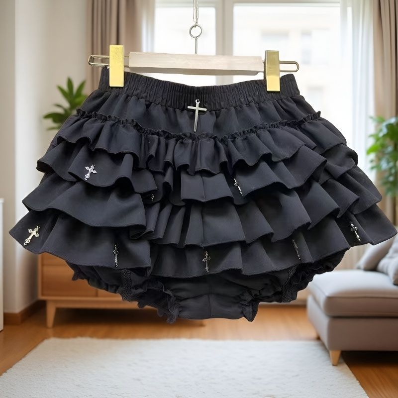 Váy Ngắn Chống chói Giảm Béo Váy Hot Girl Thiết Kế Puffy Punk Cross Original Puffy Váy Dark Cake 3PG