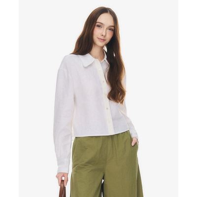 GIGI - Áo sơ mi nữ cổ bẻ tay dài phom croptop_G1108T265259-00