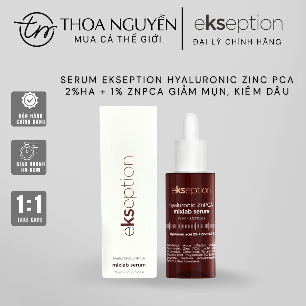 [Hàng CTY] Serum Ekseption Hyaluronic Zinc PCA, HA + 1% ZnPCA giảm mụn, kiềm dầu