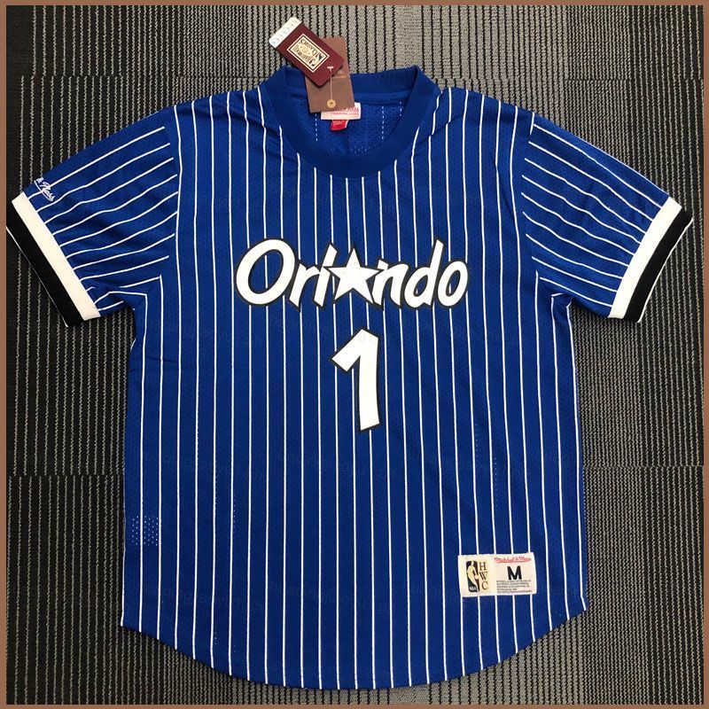 HQ2 NBA Jersey Orlando Magic McGrady Số 1 Cổ Điển Tay Ngắn Áo Bóng Rổ Dải Xanh Áo Phông Plus Kích Th