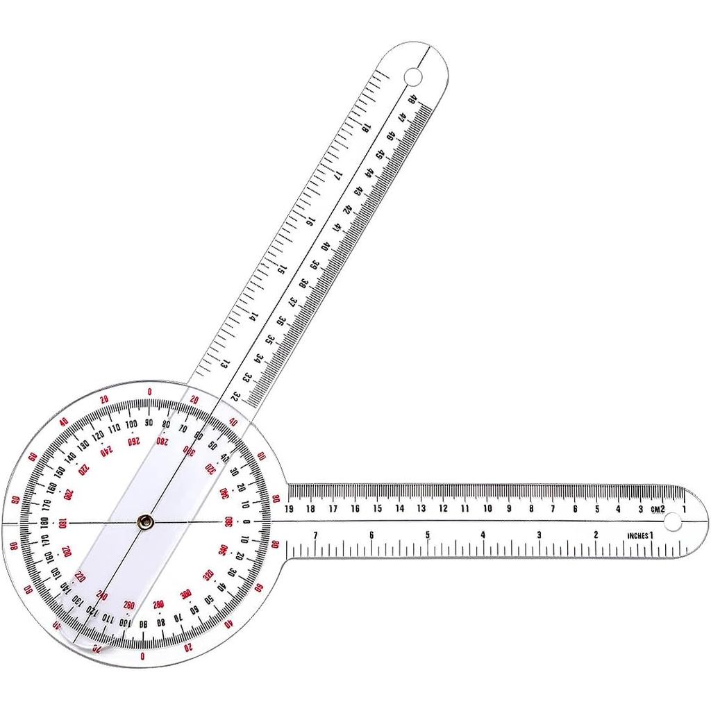 Goniometer 12 inch, Thước góc chỉnh hình trong suốt Máy đo góc bằng nhựa, Thước đo trong suốt 360 độ