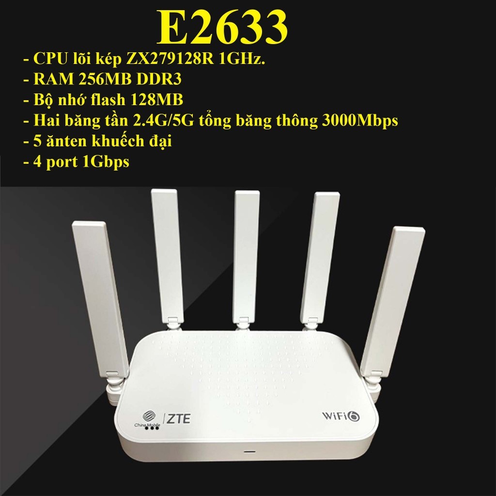 [New 100%] Bộ phát router Wifi 6 ZTE E2633 E2638 E2631 AX3000 , Mesh . New 100% . [BH 3 tháng]