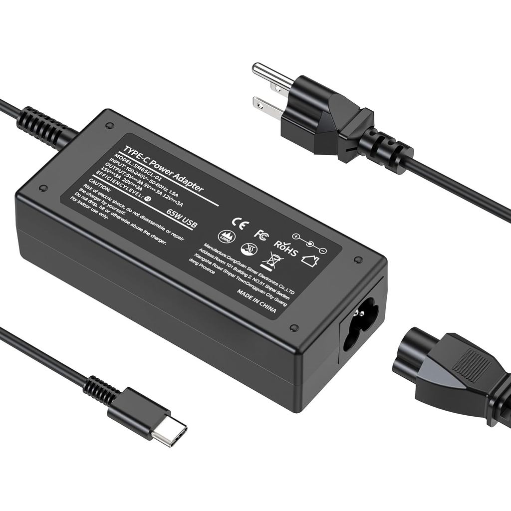 Bộ sạc Chromebook đa năng 65W Bộ sạc máy tính xách tay USB C Tương thích với HP Dell Lenovo Asus Ace