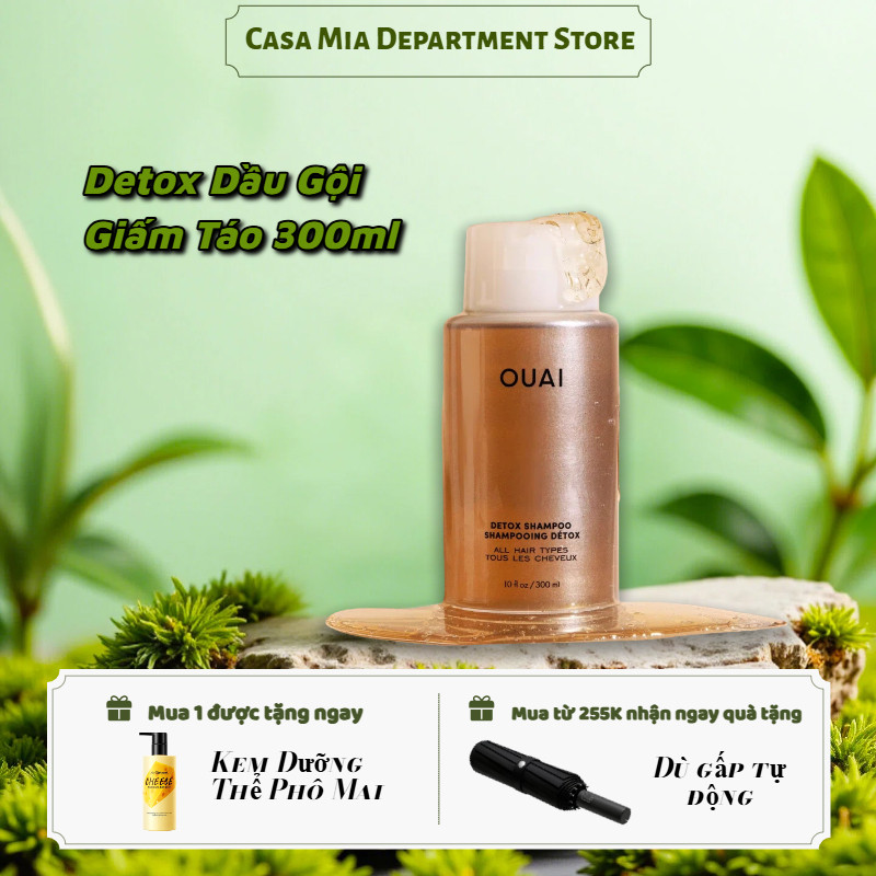 Dầu Gội Thanh Lọc Da Đầu OUAI Mỹ 300ml - Detox Làm Sạch Sâu, Kiểm Soát Dầu & Phục Hồi Tóc Hư Tổn