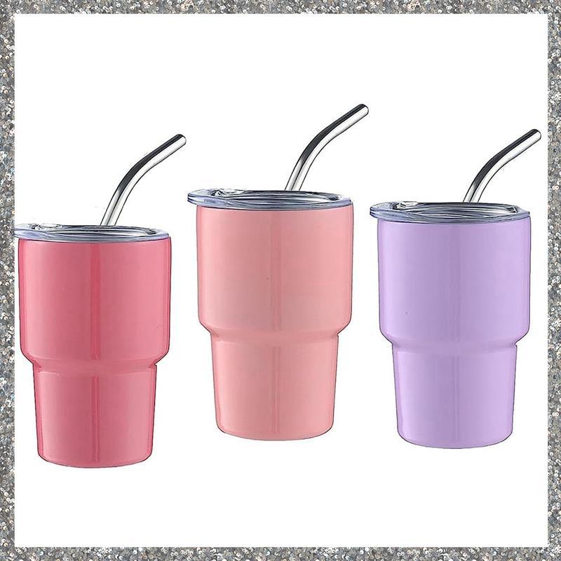 [feidan33.ph] 3 Gói Mini Tumbler Shot Glass Mini Tumbler Cup Double Wall Tumbler Shot Glass Có Ống H