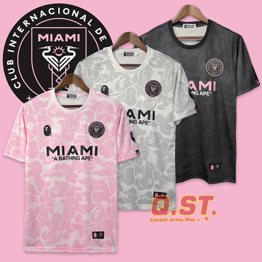 Áo thun thanh toán phổ thông 23 / 24 Miami và BAPE Áo bóng đá QST