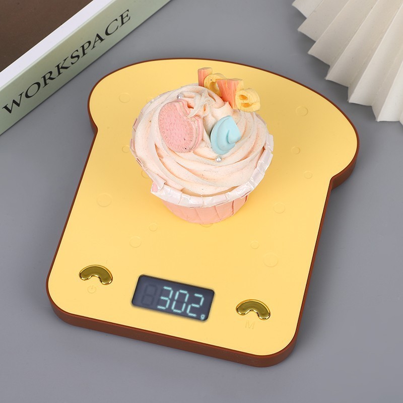 Popular~Creative Toast-Shaped Electronic Scale, Small Kitchen Gram Scale, Precise Measuring Device, 