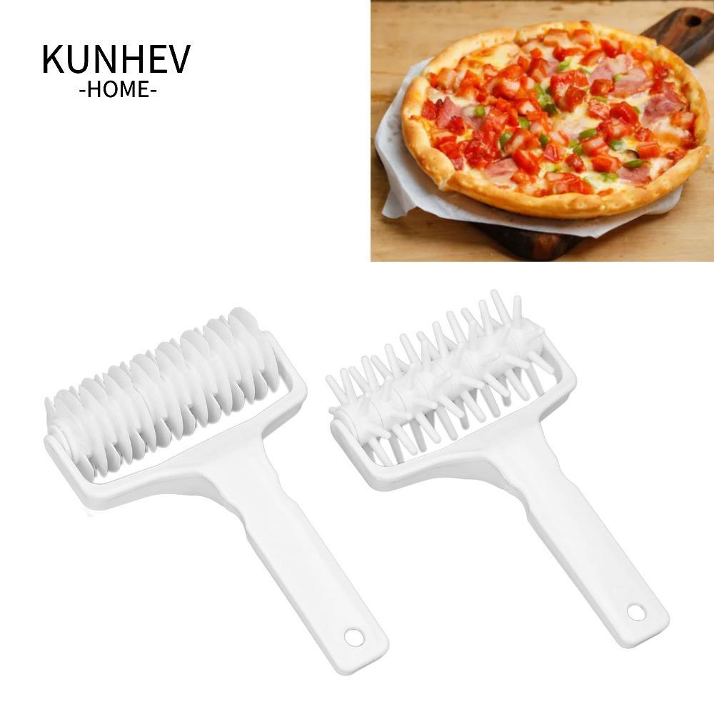 KUNHEV 2 Chiếc Pizza Bột Con Lăn Docker, Tay Cầm Dài Màu Trắng Vỏ Pizza Con Lăn Docker, Dụng Cụ Làm 