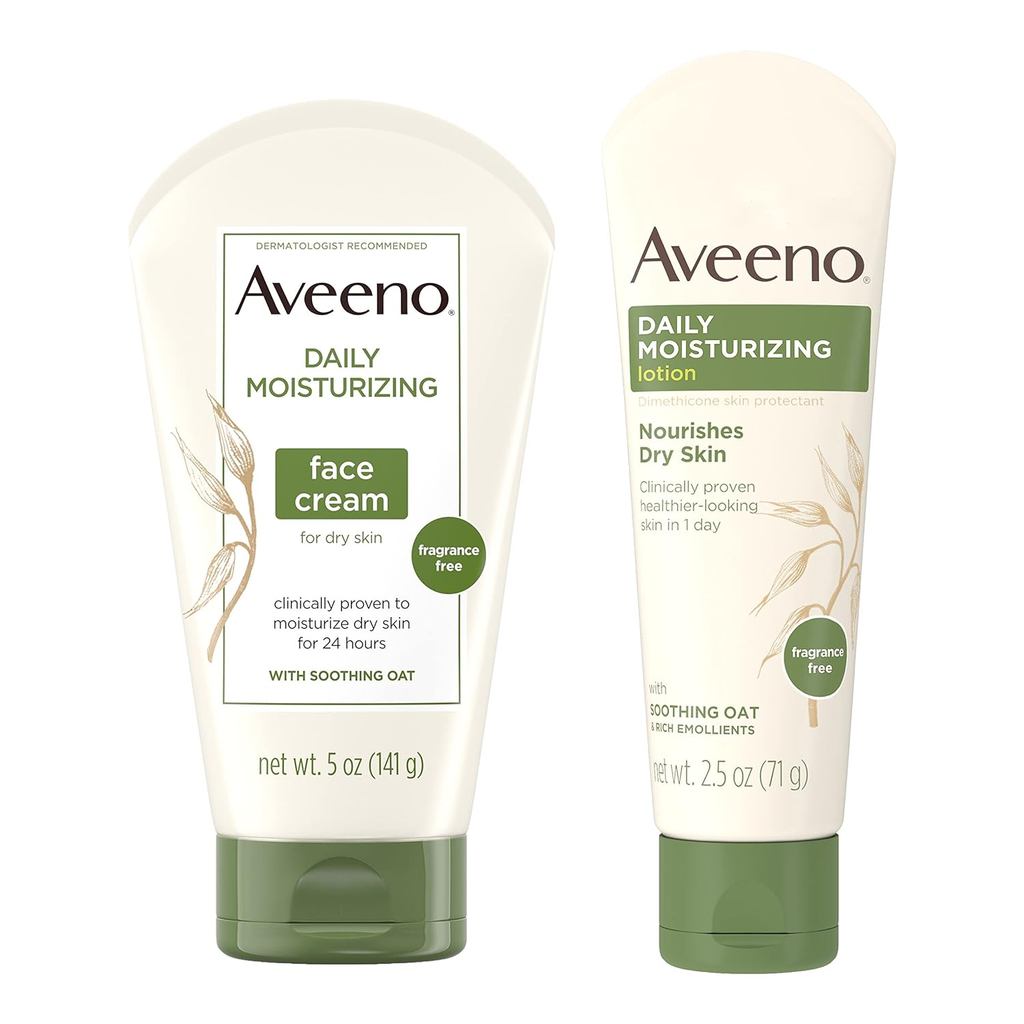 Kem dưỡng ẩm mặt & cổ không mùi thơm hàng ngày Aveeno, Kem dưỡng ẩm mặt yến mạch cho da khô, 5 oz, &