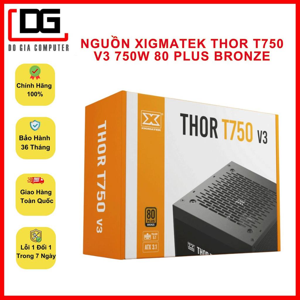 Nguồn Xigmatek Thor T750 V3 750W | 80 Plus Bronze, PCIe Gen 5.1, ATX 3.1, 100% cáp dẹt đen, Bảo Hành