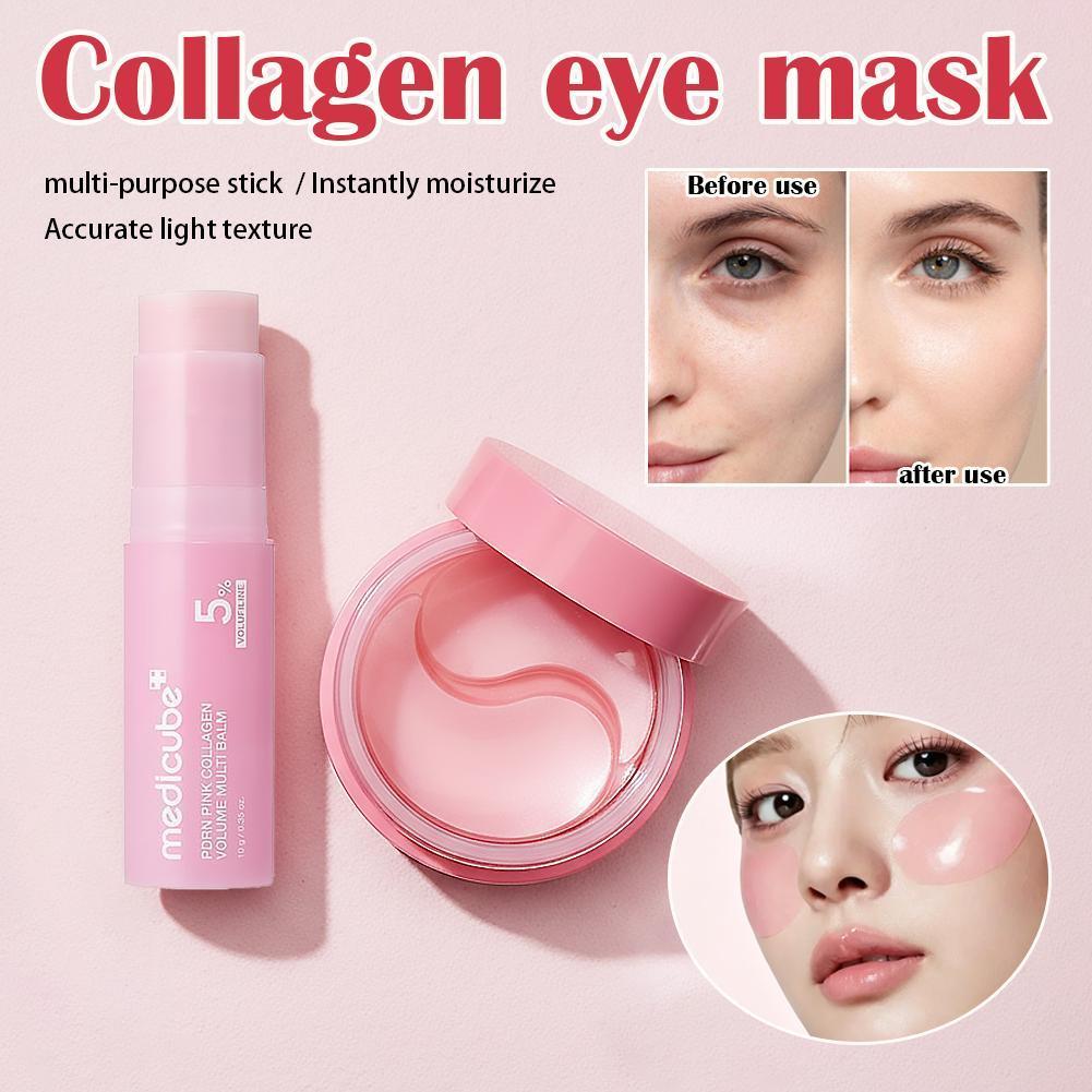 Pink Collagen Volume Multi Balm Eye Patch Dưỡng ẩm Làm mới không dính Multi Balm