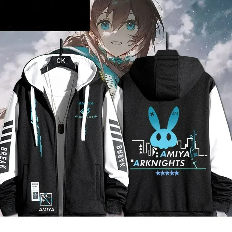 (Loại nhung mỏng) Áo Hoodie in họa tiết Arknights dành cho nam nữ Quần áo dài tay mùa thu Dây kéo na