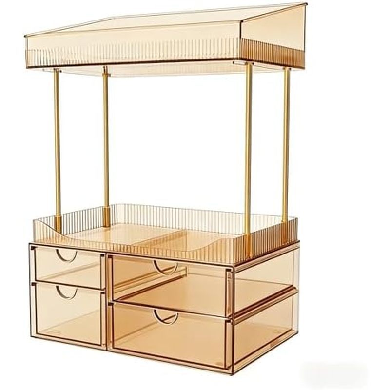 SNSLXH 4 Drawers Makeup Organizer - 4 Tier Makeup Storage, Cosmetics Organiser, Ideal for Cosmetic, 