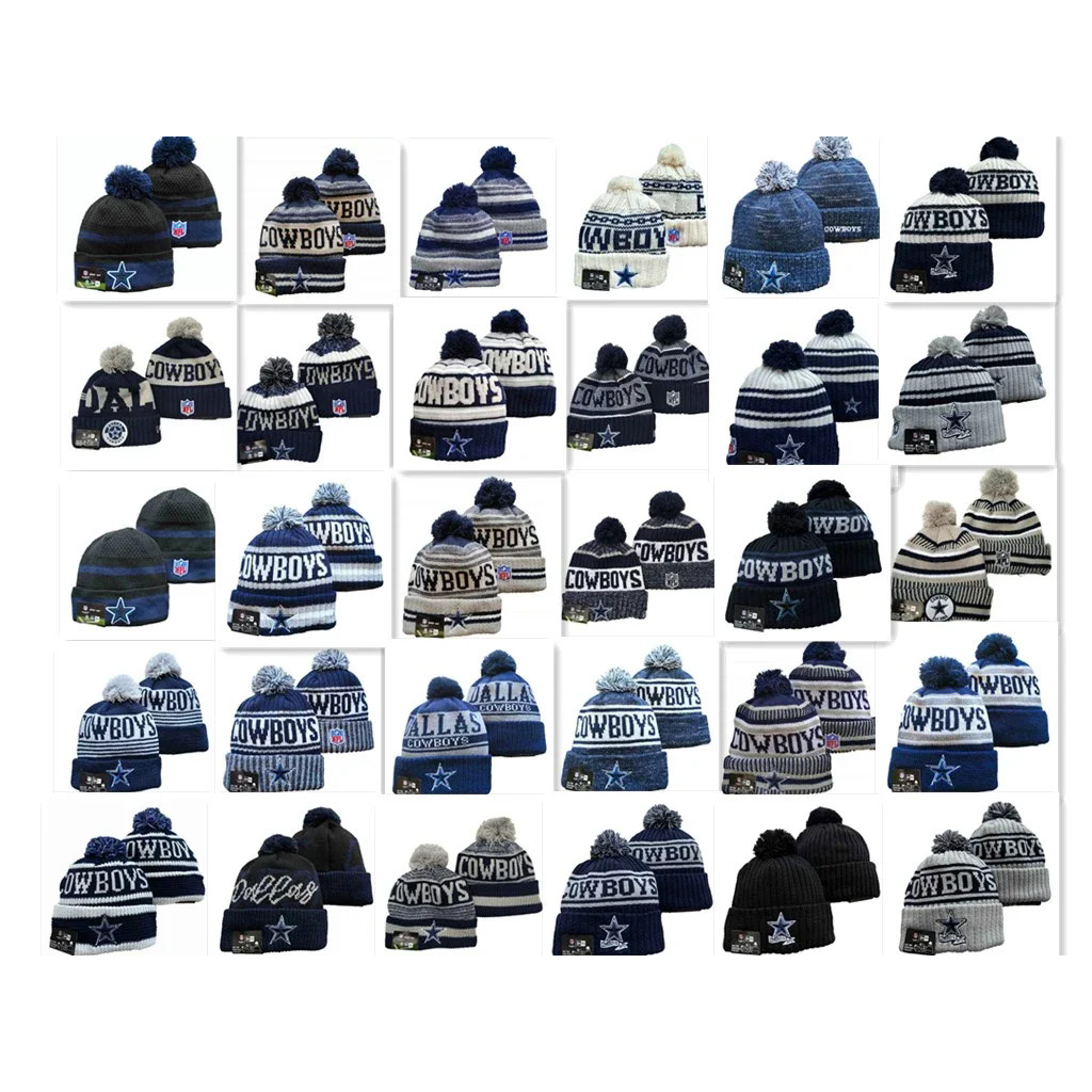 Dallas Cowboys Beanie Cowboys Beanie Len Mũ Nam Nữ Thu Đông Mũ Ấm Áp Lớp Lót Lông Cừu Mũ Dệt Kim Pho
