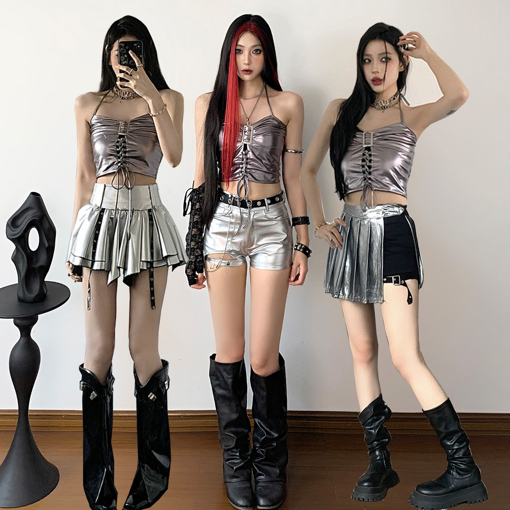 AI Robot Công Nghệ Tương Lai Cảm Giác Trang Phục kpop Nhóm Cô Gái Bạc Phù Hợp Với Cơ Khí Công Chúa T