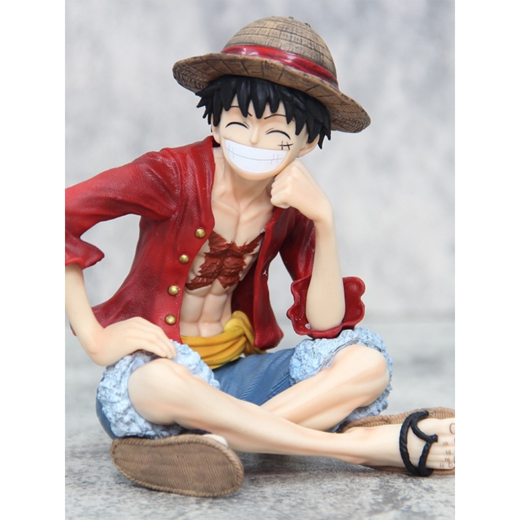 One Piece IU Ngồi Luffy Mô Hình Hình Hình Giá Đỡ Mặt Mũ Rơm Luffy One Piece Anime Đồ Trang Trí Hai C