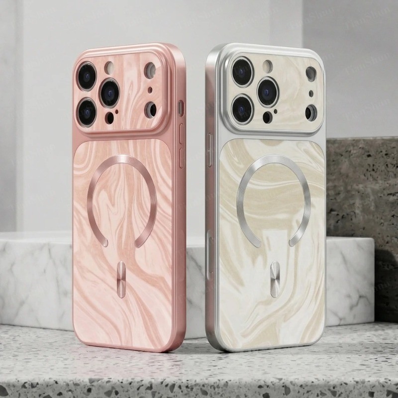 Phiên bản họa tiết gợn sóng sang trọng Vỏ điện thoại từ tính Tương thích cho iPhone 18 17 13 11 12 14 15 16 Pro Max Plus Bảo vệ chống sốc Ốp lưng cứng Sạc không dây