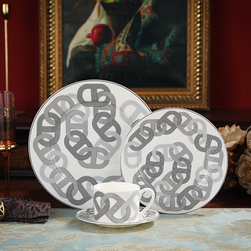 Bone china plate set, household dish set, bone china ceramic cooking plates, dishes, cups, tableware