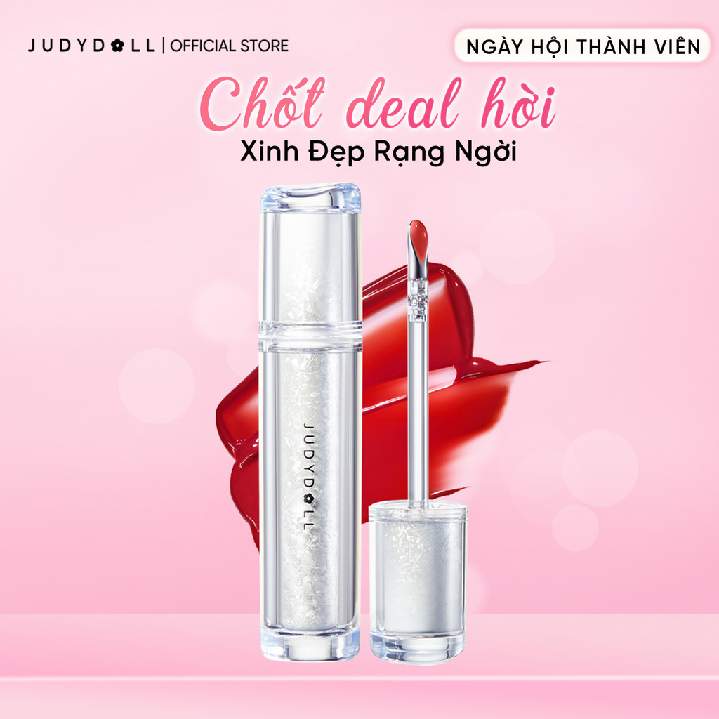 JUDYDOLL Son bóng "Ice-iron" Watery Lip Gloss Lâu trôi Không dính cốc Dưỡng ẩm 2,4g
