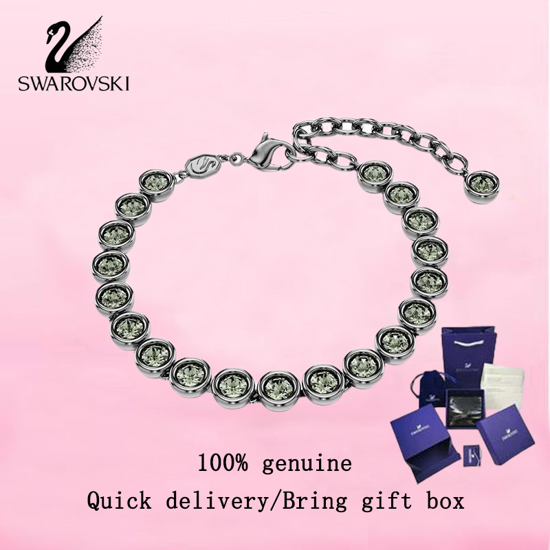 Swarovski  Women's fashion bracelet Ruthenium plated round cut, black crystal gemstones 5689421 Imbe