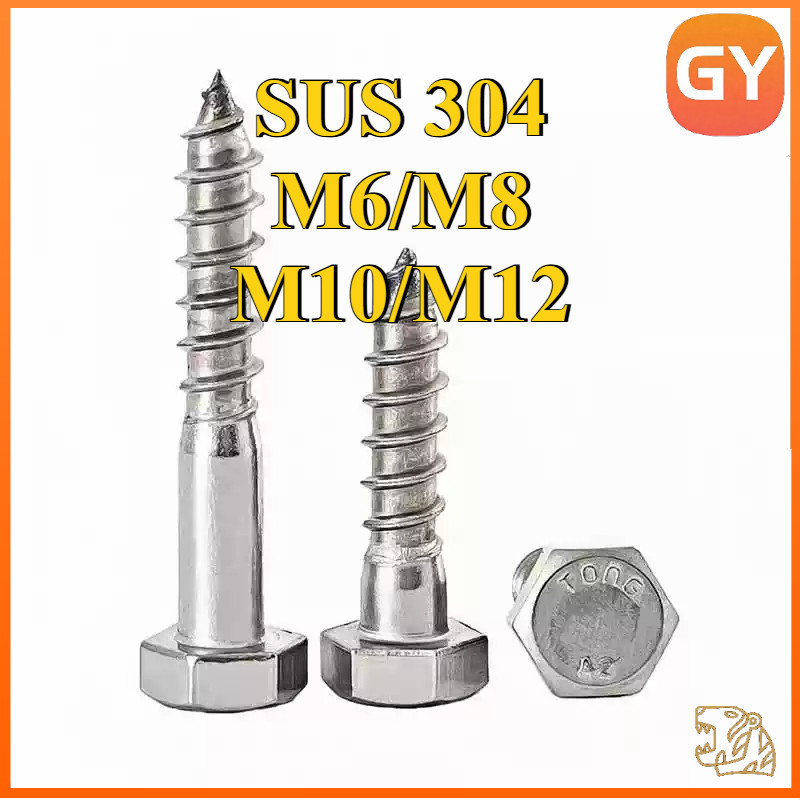 Vít giác inox 304 đủ size (kích để chọn cỡ) M6 / M8 / M10 / M12 * L25-200mm [GYY-YN]