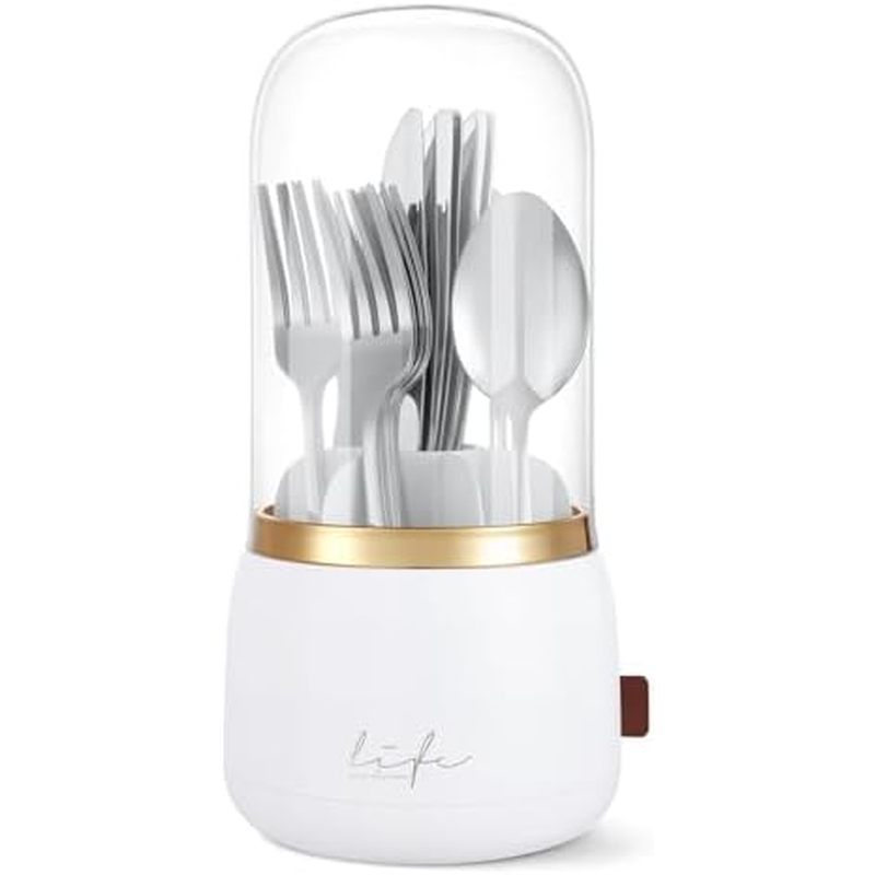 EXIN DECHEN 360° Rotation Silverware Organizer for Kitchen Counter,Utensil Holder Caddy Silverware C