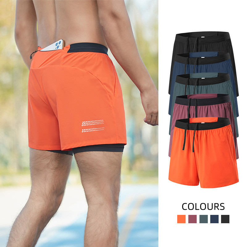 Running Shorts Men's Quick-Drying Double-Layer Shorts Marathon Sports Short Shorts Jdza