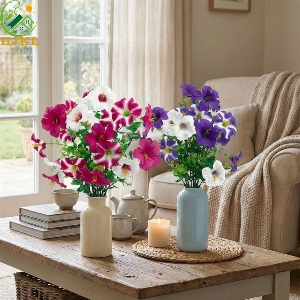 HJKL Nhân Tạo Morning Glory, Handmade Thực Tế Silk Morning Glory Flowers, Màn Hình Cửa Sổ Nhựa Chống